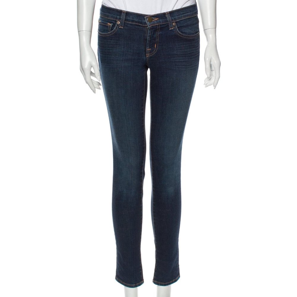 J Brand blue dark rinse distressed skinny jeans 25